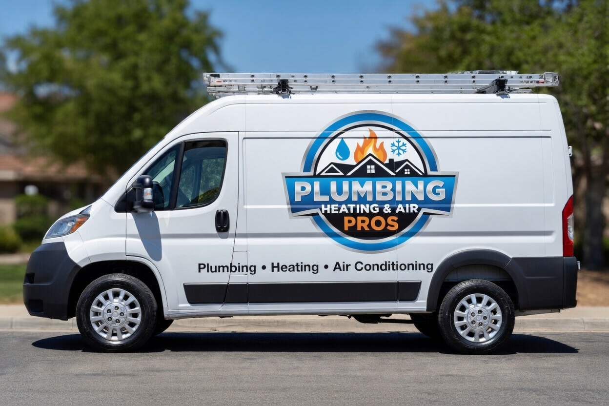 Local plumbing heating and air service van serving Union City